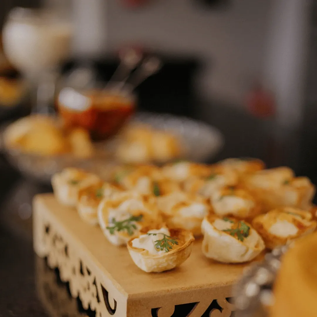 Finger food apresentado em um evento real